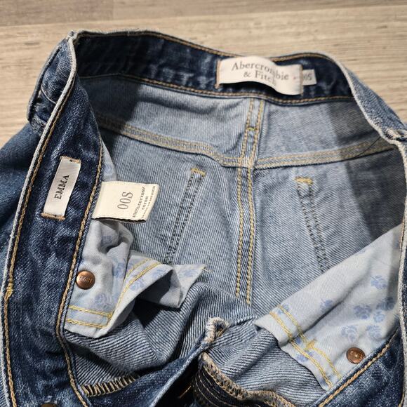 Abercrombie & Fitch Dark Wash Distressed Emma Boot Cut Blue Jeans - Picture 3 of 6